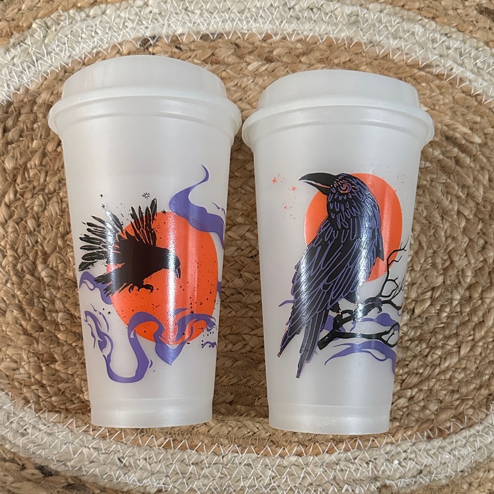 🥤Buy 2 Cups Get 1 FREE - Starbucks Halloween Raven Glow-in-the-Dark Reusable